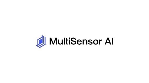 MultiSensor AI logo in blue and black lettering beside a layered geometric icon on a white background